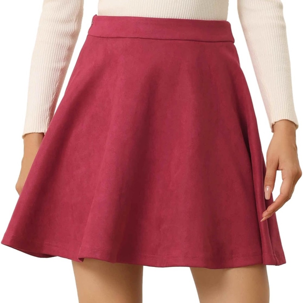 Never worn! Allegra K faux suede skater skirt.